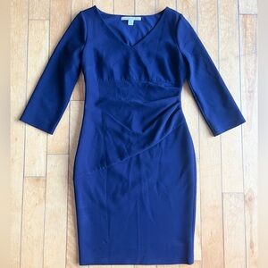 DVF Diane Von Furstenberg Royal Blue 3/4 Sleeve V Neck Dress Size 10